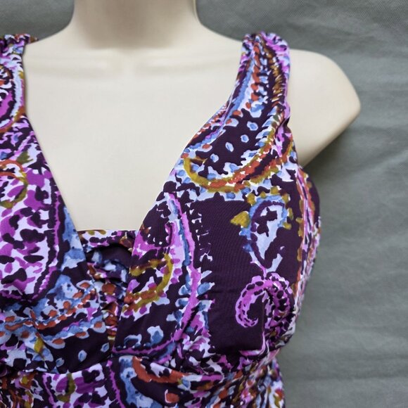 LANDS END One Piece Swimsuit Purple Pink Paisley Size 10 Classic Swimming Ocean - Picture 3 of 6